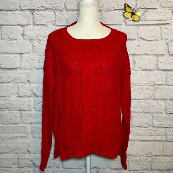 TOMMY Hilfiger Cable Knit Long Sleeve Sweater 100% Cotton Size Medium - Picture 2 of 10